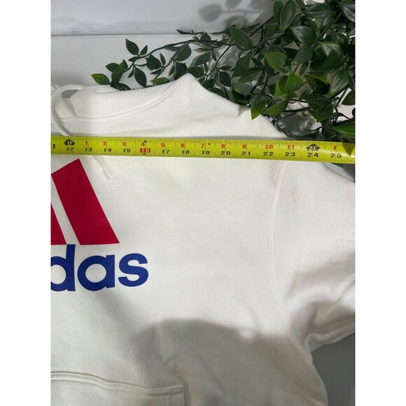 Adidas Mens 2XL Two-Tone Hooded Sweatshirt White With Red & Blue Logo - Picture 9 of 14